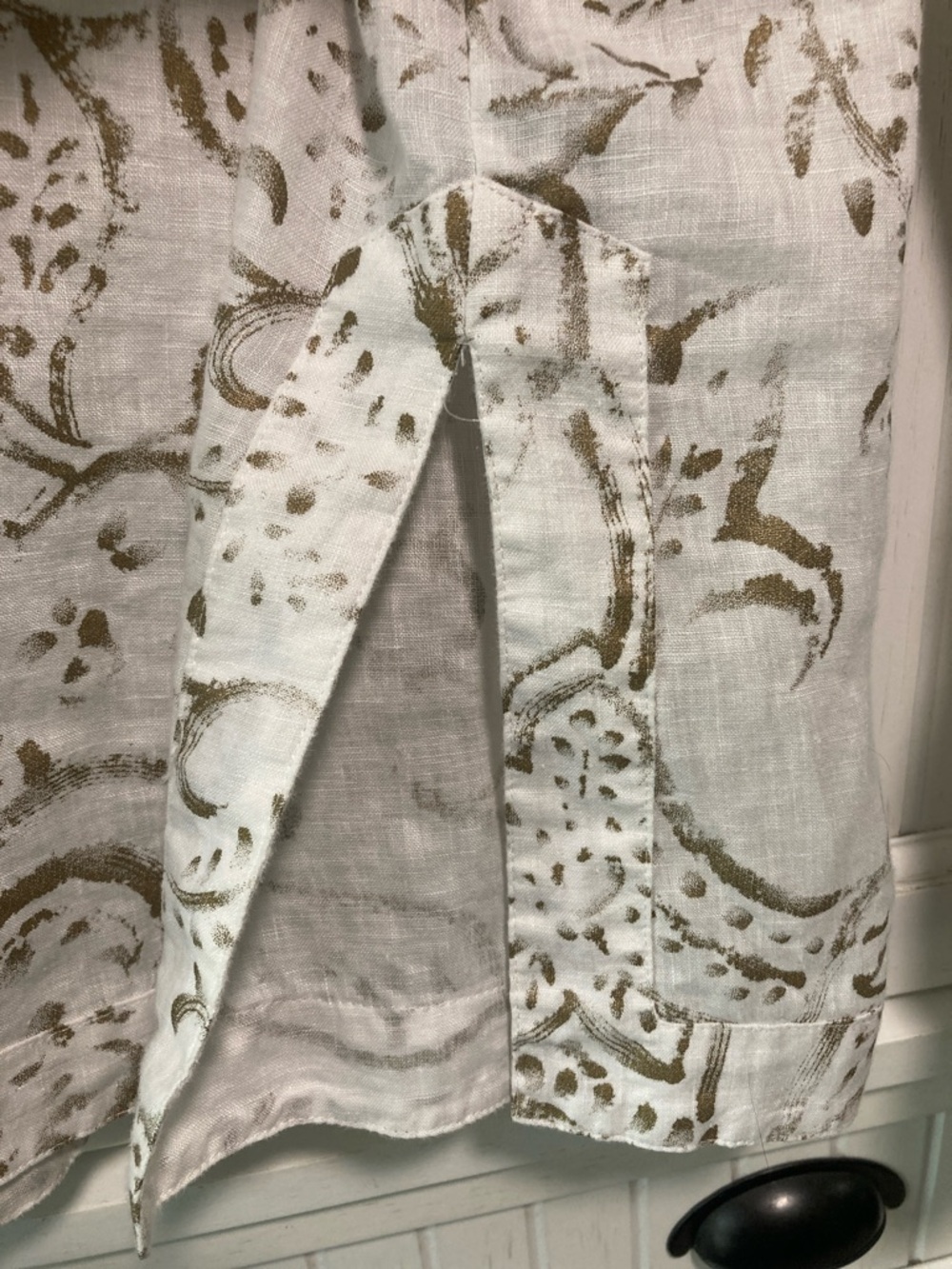 Ralph Lauren White Tunic with Gold Floral Print 100% Linen - Picture 3 of 4